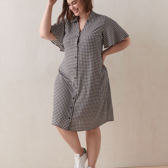 Gingham Shirt Dress - Picture 1 of 3